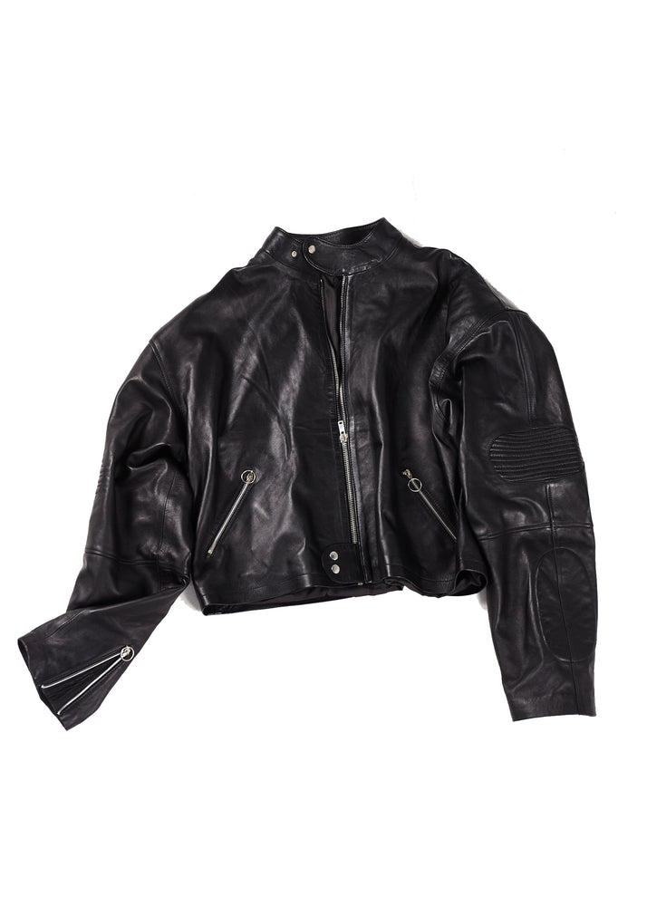 CASLAV PADDED BIKER JACKET LEATHER