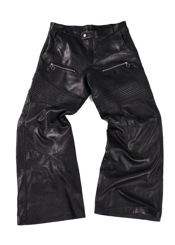 LJUBINKA FLARED BIKER PANTS LEATHER