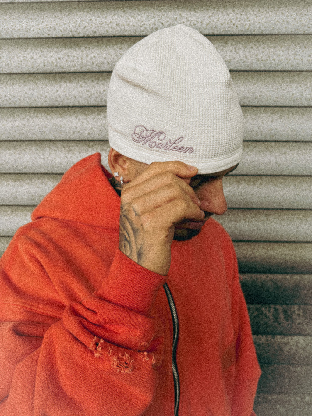 MARLEEN WAFFLE BEANIE WHITE