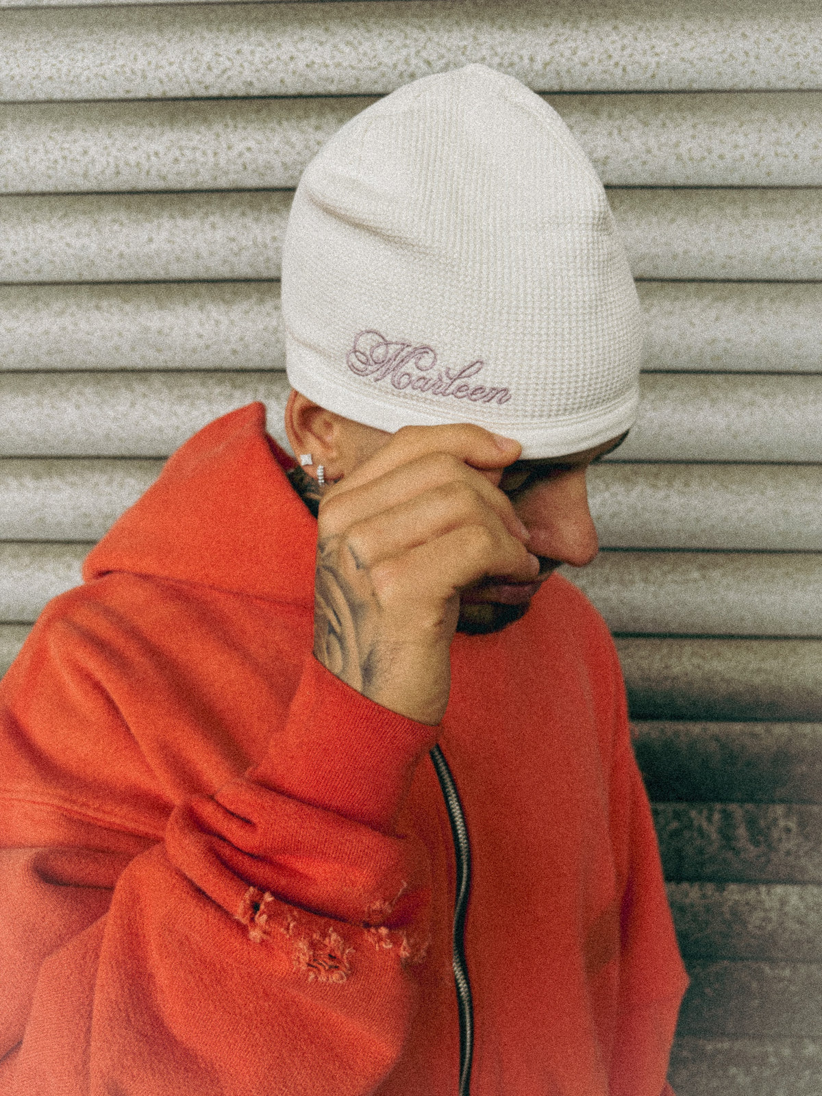 MARLEEN WAFFLE BEANIE WHITE
