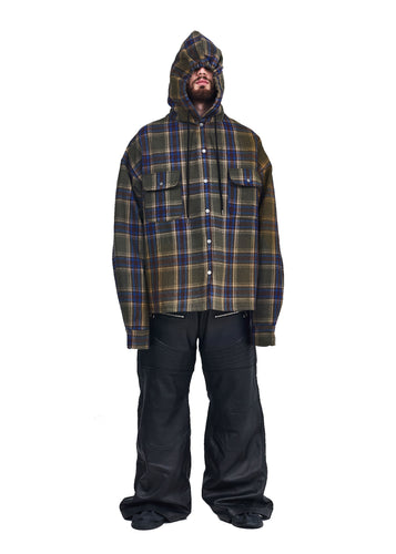 BURNED FLANNEL WOOL: DARK GREEN / NAVY - Image 6