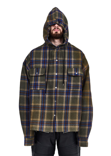 BURNED FLANNEL WOOL: DARK GREEN / NAVY - Image 3