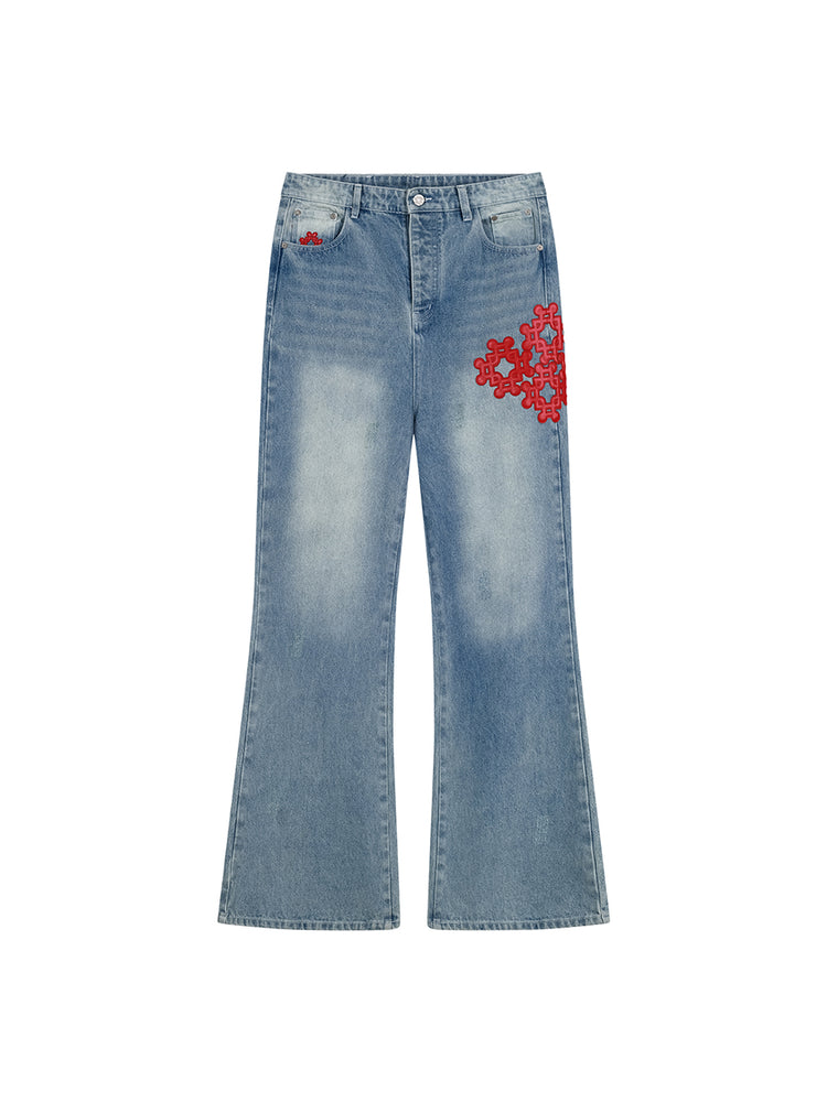 LEATHER PATCH DENIM