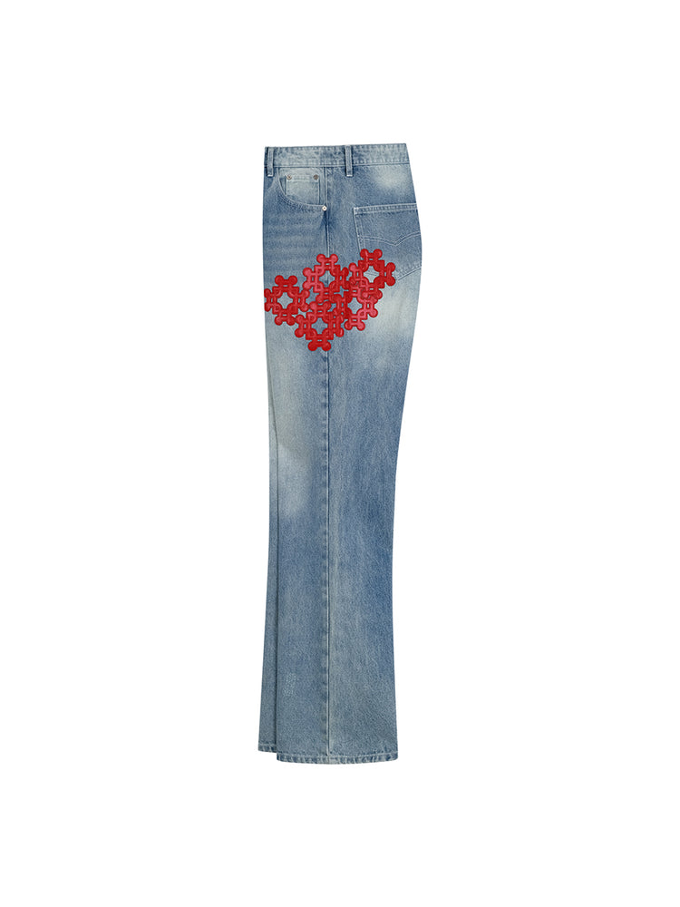 LEATHER PATCH DENIM