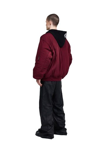 A СЛОБОДА REVERSIBLE BOMBER: BLACK / BURGUNDY - Image 11