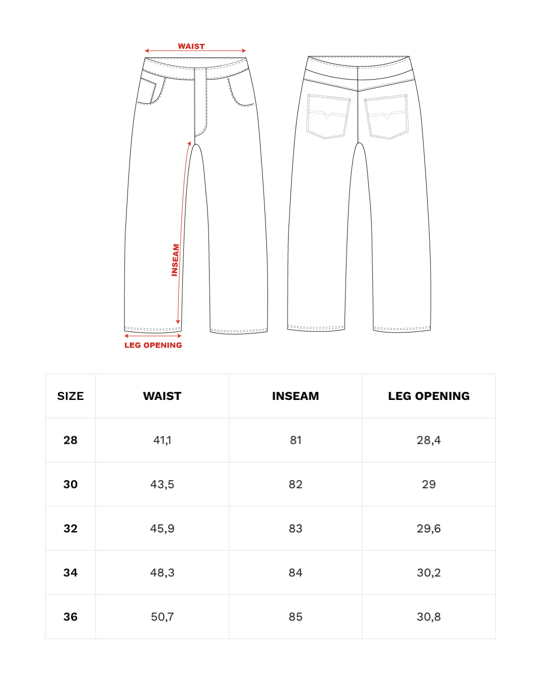 Size chart