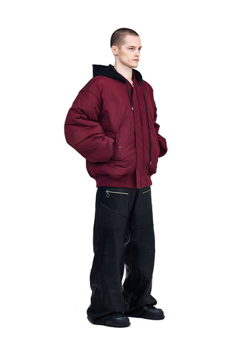 A СЛОБОДА REVERSIBLE BOMBER: BLACK / BURGUNDY - Image 17